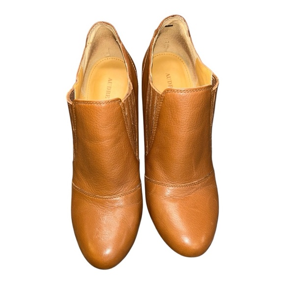 Audrey Brooke Avignon Ankle Boots Women’s 9 Tan Brown Leather Heeled Booties - Picture 4 of 11